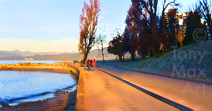 Vancouver Art Prints – English Bay Walkers by artist Tony Max