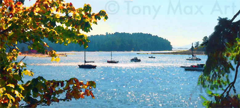 "Fall Colours and Sparkles" - Gulf Islands art prints by artist Tony Max