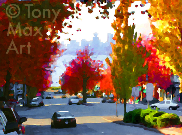 Fall Colours on Lonsdale - Vancouver Art Prints by artist Tony Max