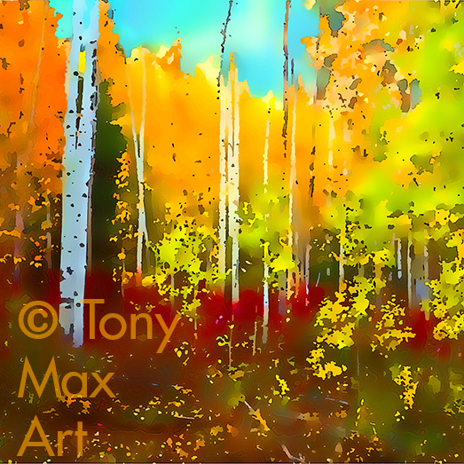 "Fall Forest 2 – Square" – Autumn paintings by painter Tony Max