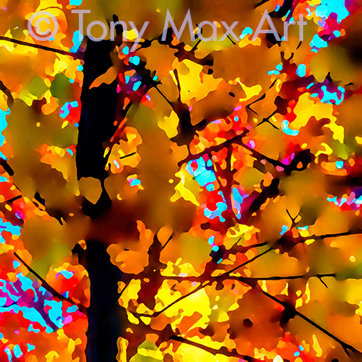 "Fall Forest – Riot of Colors – Square" – nature art by artist Tony Max