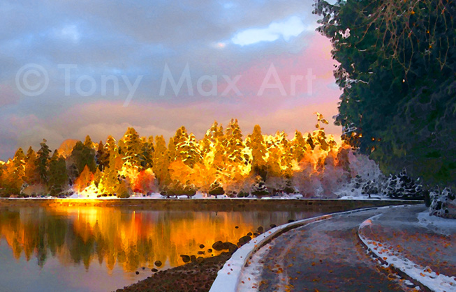 "Fall Gold and Snow – Horizontal" -  art of Vancouver by Tony Max