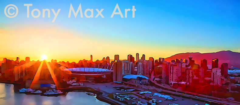"False Creek &ndash; Sun Glow" &ndash; Vancouver printings by painter Tony Max
