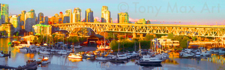 "False Creek Sunset" - Vancouver art prints by artist Tony Max