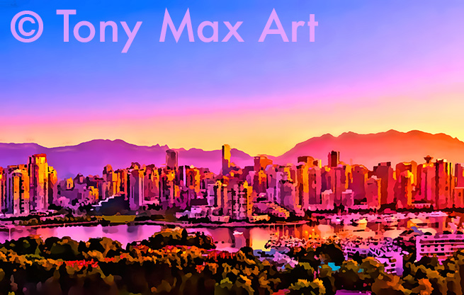 "False Creek &ndash; Vivid Morning &ndash; Horizontal"- Tony Max artist &ndash; Vancouver paintings