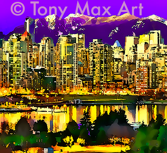 "False Creek &ndash; Yellow Towers" &ndash; Tony Max artist &ndash; Vancouver art