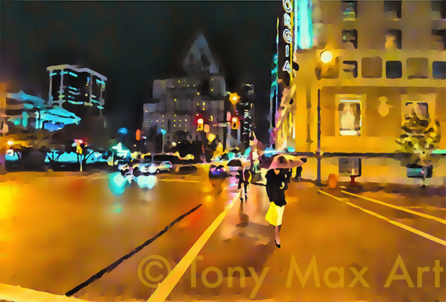 Georgia and Howe – Umbrellas (Horizontal) – Canadian cityscapes by  artist Tony Max