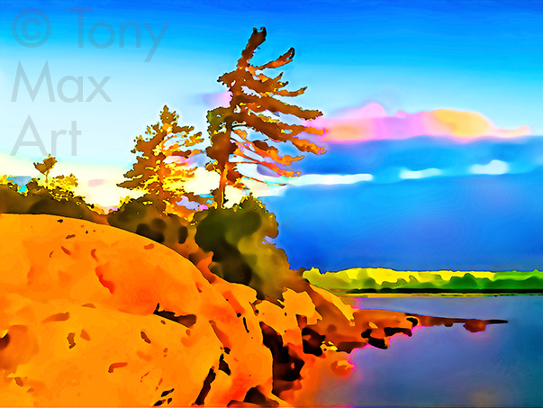 "Georgian Bay Sunrise Pine" -  Ontario landscape art by artist Tony Max