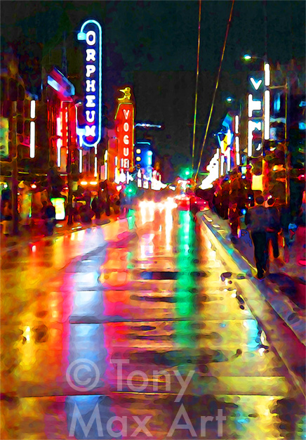 Granville Street Reflections – Vancouver posters by artist Tony Max