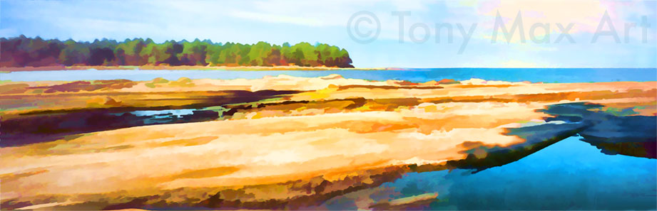 "Gulf Island – Rock Beach" – British Columbia art prints by Tony Max