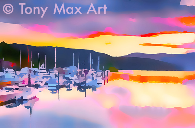 "Harbour 1 – Horizontal "– British Columbia marine prints by artist Tony Max