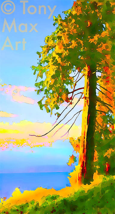 "Island Promontory – Tall" - British Columbia paintings by artist Tony Max