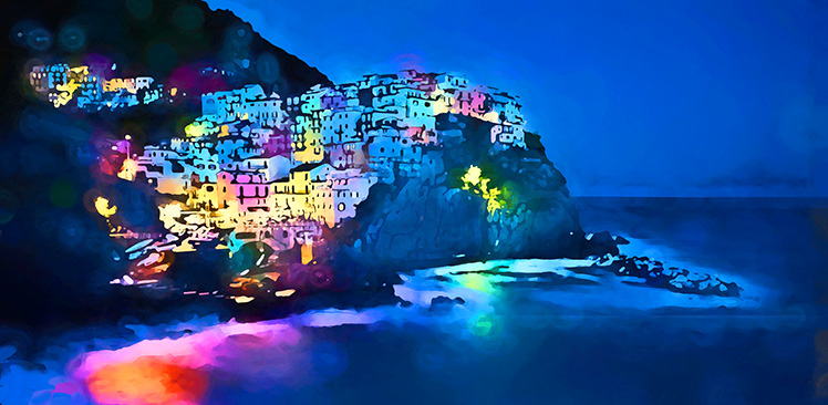"Italy Coast 1 – Panorama" – Italy paintings by painter Tony Max.