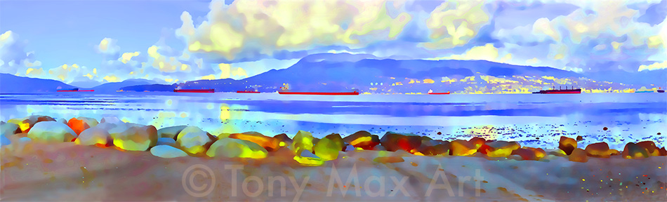 "Jericho Evening –Panorama" - Vancouver prints by artist Tony Max