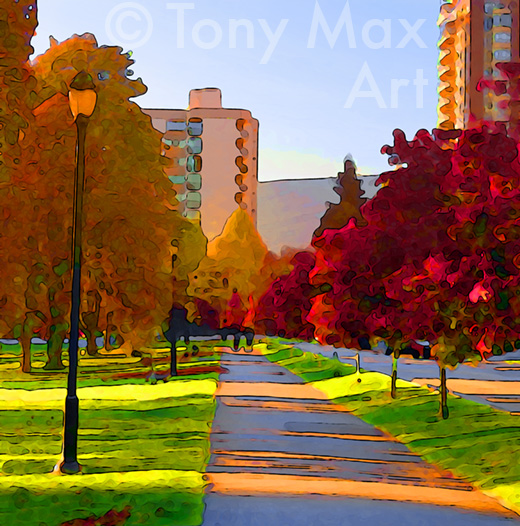 Keith Road in October - North Vancouver art prints by artist Tony Max