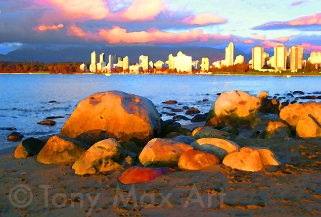 Radiant Rocks – Kits Beach  - Vancouver Art Prints by artist Tony Max