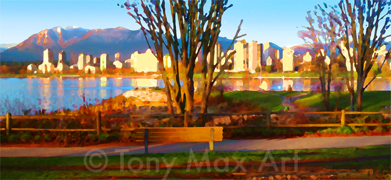 Kits View With Trees - Vancouver art prints by artist Tony Max