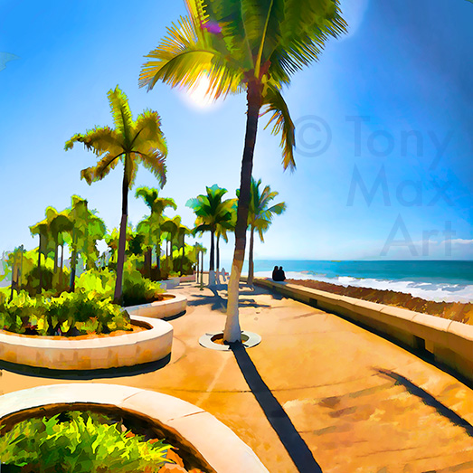 "Lazy Malecon Afternoon (Square" – Mexico art by artist Tony Max