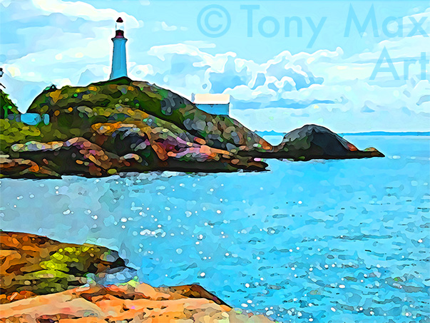 "Lighthouse Afternoon – Horizontal" – West Vancouver prints by master printmaker Tony Max