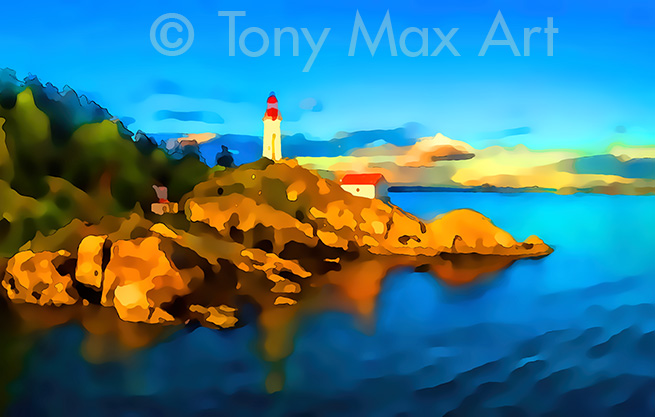 "Lighthouse Park – Horizontal" –British Columbia coastal art by artist Tony Max