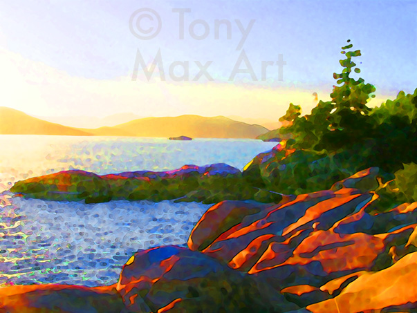 "Lighthouse Park Sunset" - Vancouver art printsr by artist Tony Max