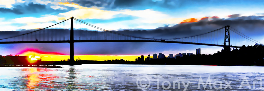 "Lions Gate – Contrasting Daybreak" - West Vancouver art by Tony Max artist