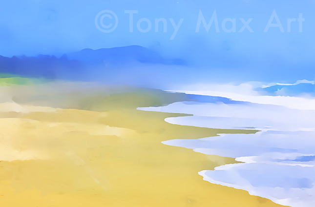 "Long Beach – Misty Shore" – British Columbia.coastal paintings by artist Tony Max