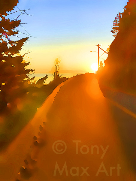 "Marine Drive Sunset – Vertical" - West Vancouver art by artist Tony Max