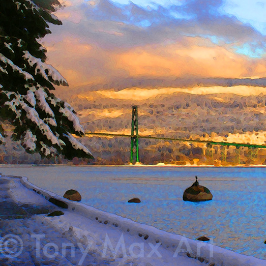 "Mermaid and Lions Gate" - Vancouver art prints by Canadian artist Tony Max