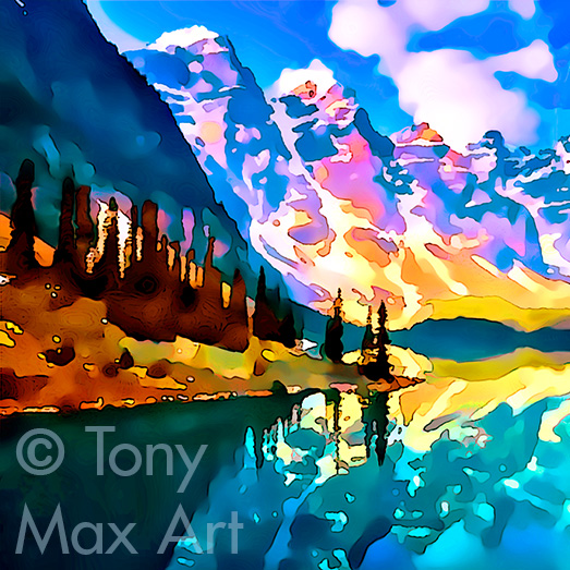 "Moraine Lake 3 – Square" – Alberta art by artist Tony Max