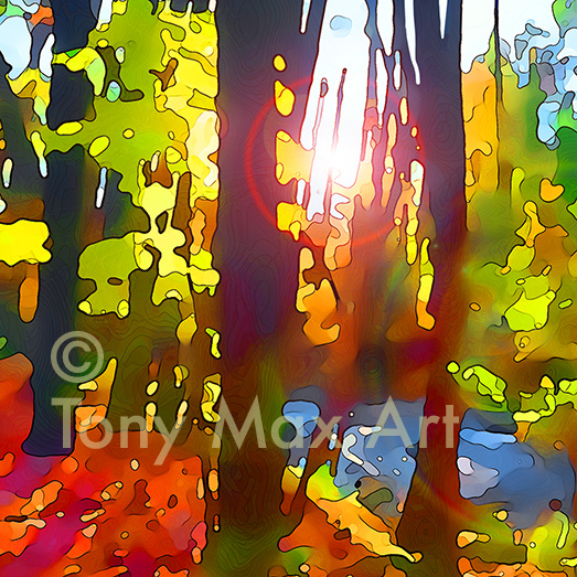 "Mosquito Creek in Fall – Close-up Square" – North Vancouver art by painter Tony Max