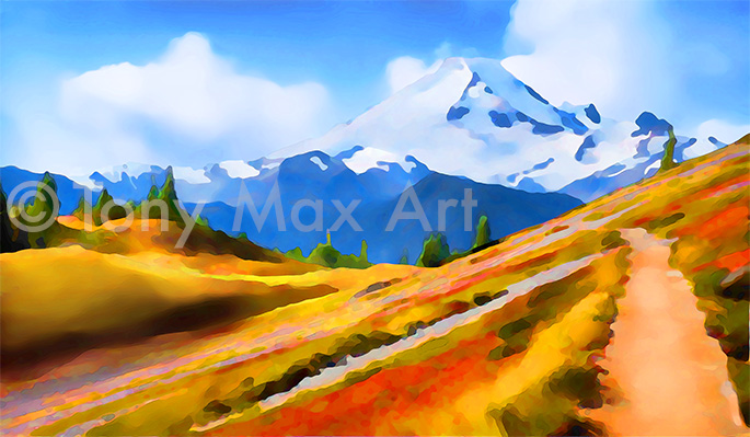 "Mount Baker Approach in Fall" – Washington state art by artist Tony Max