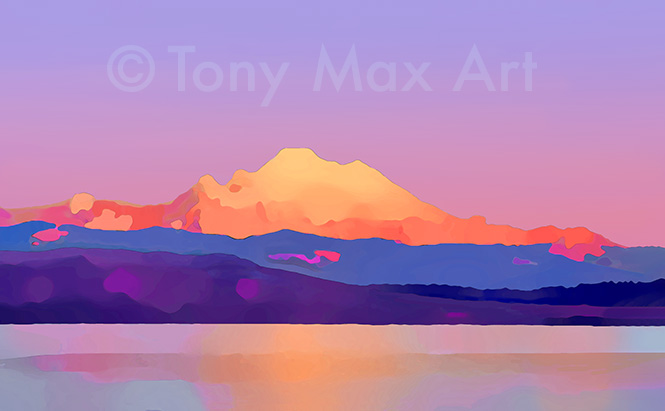 Mountain Baker Sunset – Washington state visual art prints by artist Tony Max