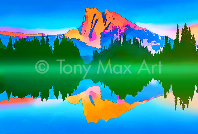 "Mount Burgess and Emerald Lake – Horizontal" –  British Columbia paintings by Tony Max