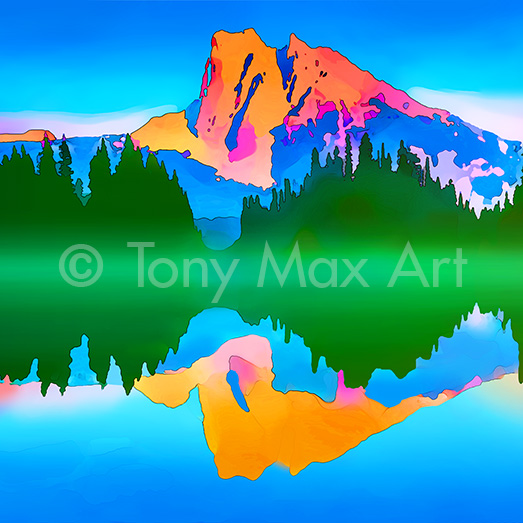 "Mount Burgess and Emerald Lake – Square" – Northern Lights  paintings by painter Tony Max