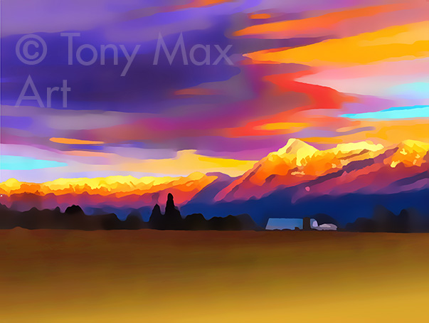 "Mount Cheam Sunset" –  B. C. art by artist Tony Max