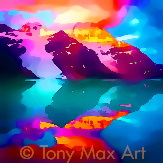 "Mount Robson and Berg Lake – Square" –  Canadian mountain art by painter Tony Max