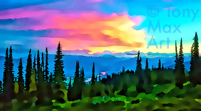 Mountain 133 – Panorama" – B. C. landscape art prints by artist Tony Max