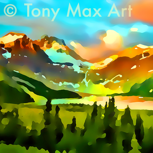 "Mountain 138" – Canadian mountain paintings by painter Tony Max