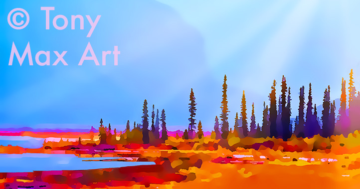 "Mountain 184 – Panorama" – Northern Canaian landscape art by painter Tony Max