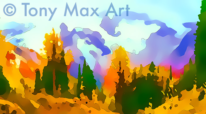 "Mountain 210 – Panorama" –  British Columbia landscape paintings by artist Tony Max"Mountain 210 – Panorama" –  British Columbia landscape paintings by artist Tony Max