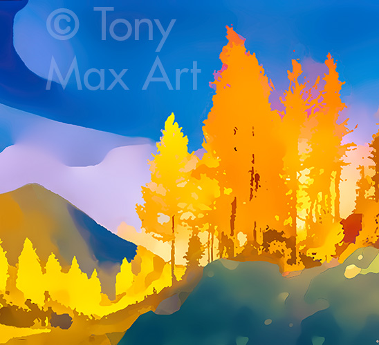 "Mountain Grandeur 22 – Almost Square" – Wilderness art by painter Tony Max