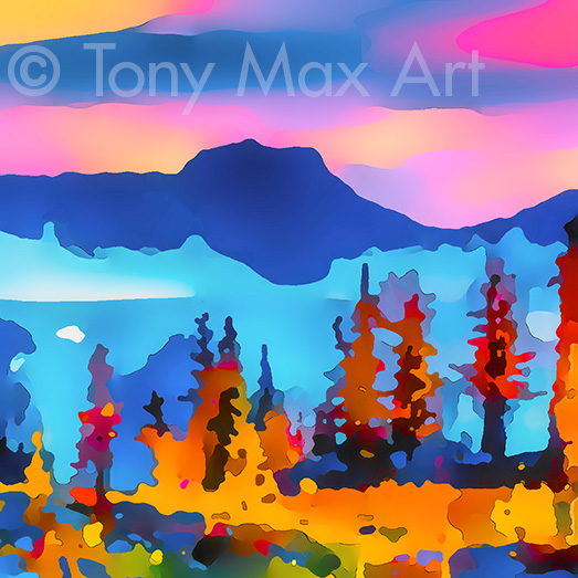 "Mountain Grandeur 23 – Closeup Square" – British Columbia art by Canadian painter Tony Max