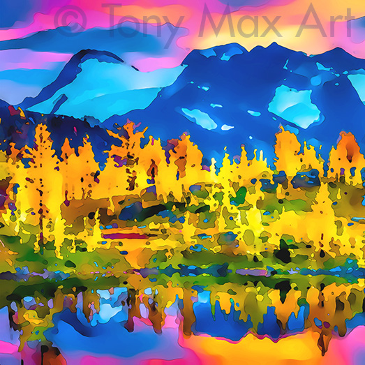 "Mountain Grandeur 23 – Overview Square" – British Columbia art by Canadian painter Tony Max