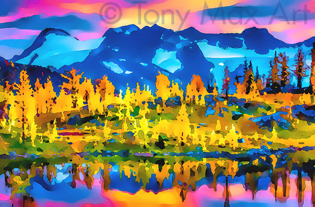 "Mountain Grandeur 23 – Overview" – mountain art by painter Tony Max