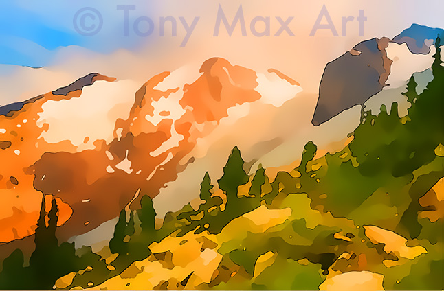 "Mountain Grandeur 38" – British Columbia landscape paintings by painter Tony Max