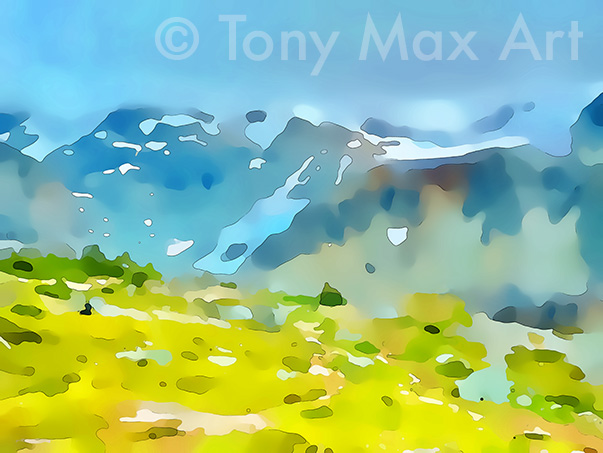 "Mountain Grandeur 39" – classic Canadian landscape.paintings by artist Tony Max