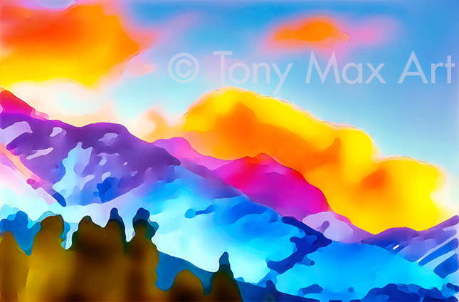 "Mountain Grandeur 4" - Canadian mountainm art by artist Tony Max