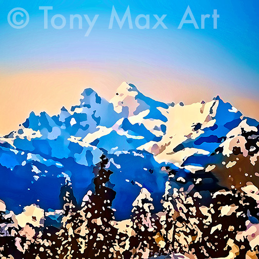 "Mountain Grandeur 45 – Square" – British Columbia art by nature painter Tony Max
