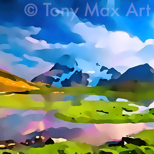 "Mountain Grandeur 47 – Square" – Canadian Rocky Mountains art by artist Tony Max